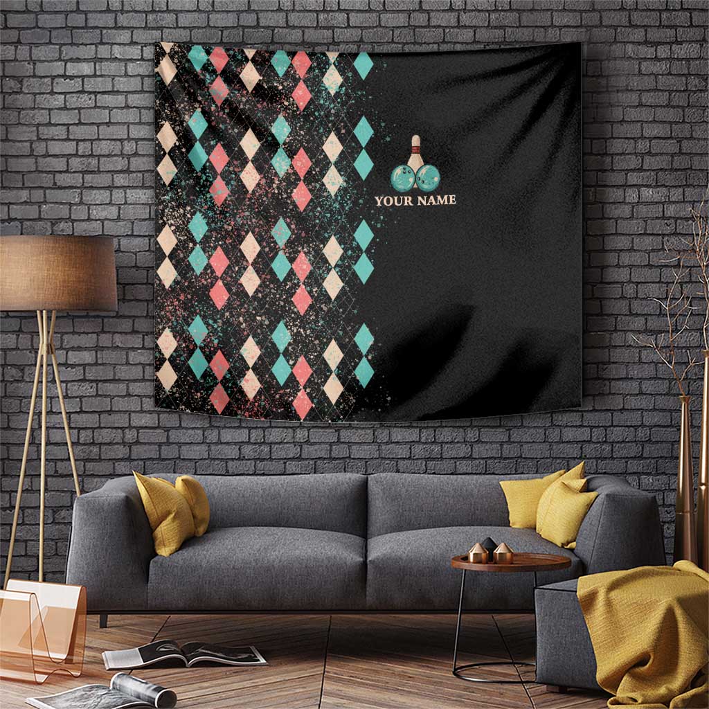 Custom Bowling Balls Tapestry with Does This Shirt Make My Balls Look Big Quote and Retro Argyle Pattern - Wonder Print Shop