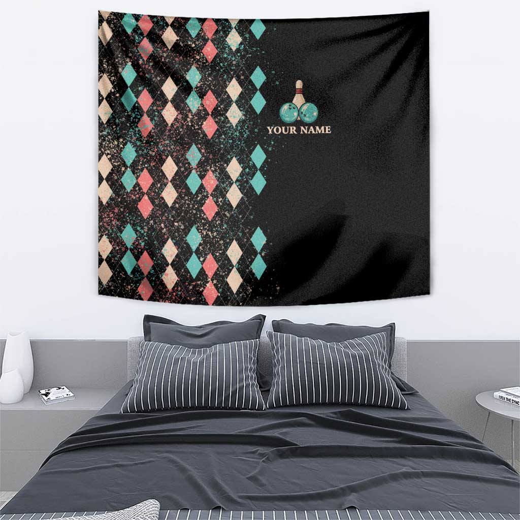 Custom Bowling Balls Tapestry with Does This Shirt Make My Balls Look Big Quote and Retro Argyle Pattern - Wonder Print Shop