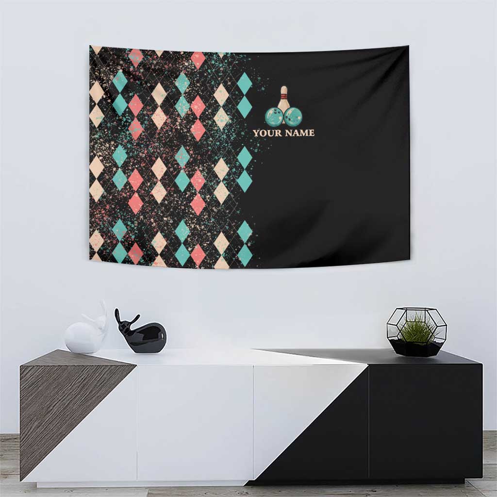 Custom Bowling Balls Tapestry with Does This Shirt Make My Balls Look Big Quote and Retro Argyle Pattern - Wonder Print Shop