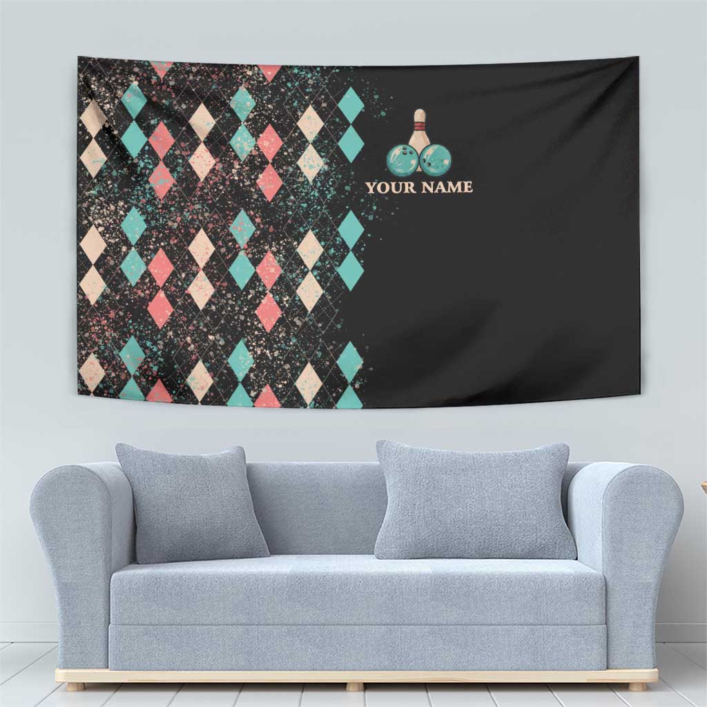 Custom Bowling Balls Tapestry with Does This Shirt Make My Balls Look Big Quote and Retro Argyle Pattern - Wonder Print Shop