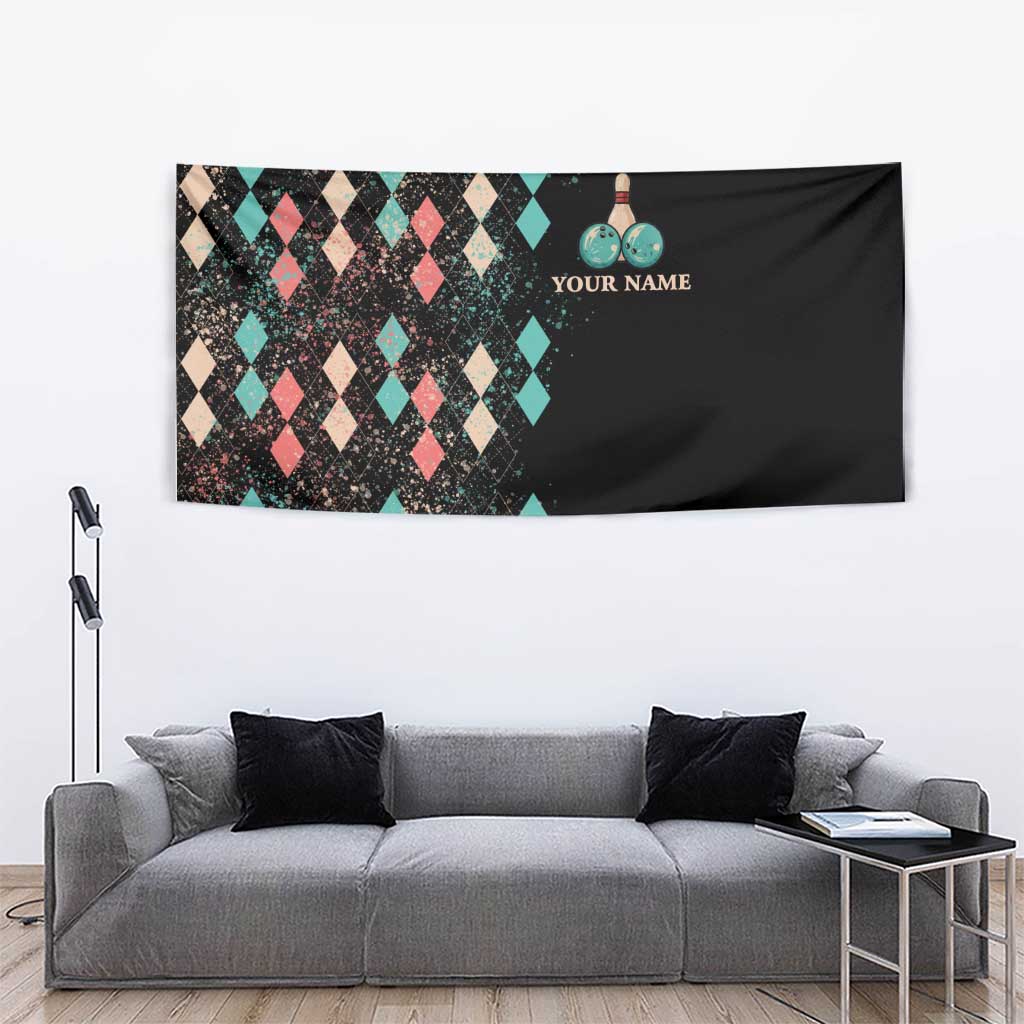 Custom Bowling Balls Tapestry with Does This Shirt Make My Balls Look Big Quote and Retro Argyle Pattern - Wonder Print Shop