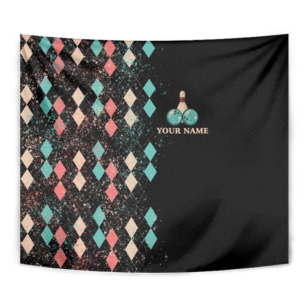 Custom Bowling Balls Tapestry with Does This Shirt Make My Balls Look Big Quote and Retro Argyle Pattern - Wonder Print Shop