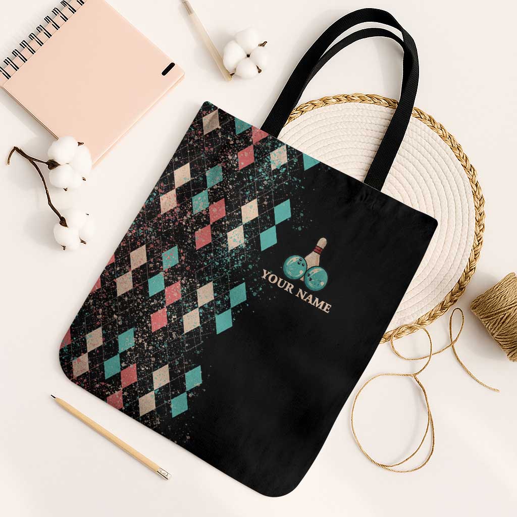 Custom Bowling Balls Tote Bag with Does This Shirt Make My Balls Look Big Quote and Retro Argyle Pattern - Wonder Print Shop