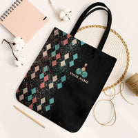 Custom Bowling Balls Tote Bag with Does This Shirt Make My Balls Look Big Quote and Retro Argyle Pattern - Wonder Print Shop