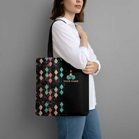 Custom Bowling Balls Tote Bag with Does This Shirt Make My Balls Look Big Quote and Retro Argyle Pattern - Wonder Print Shop