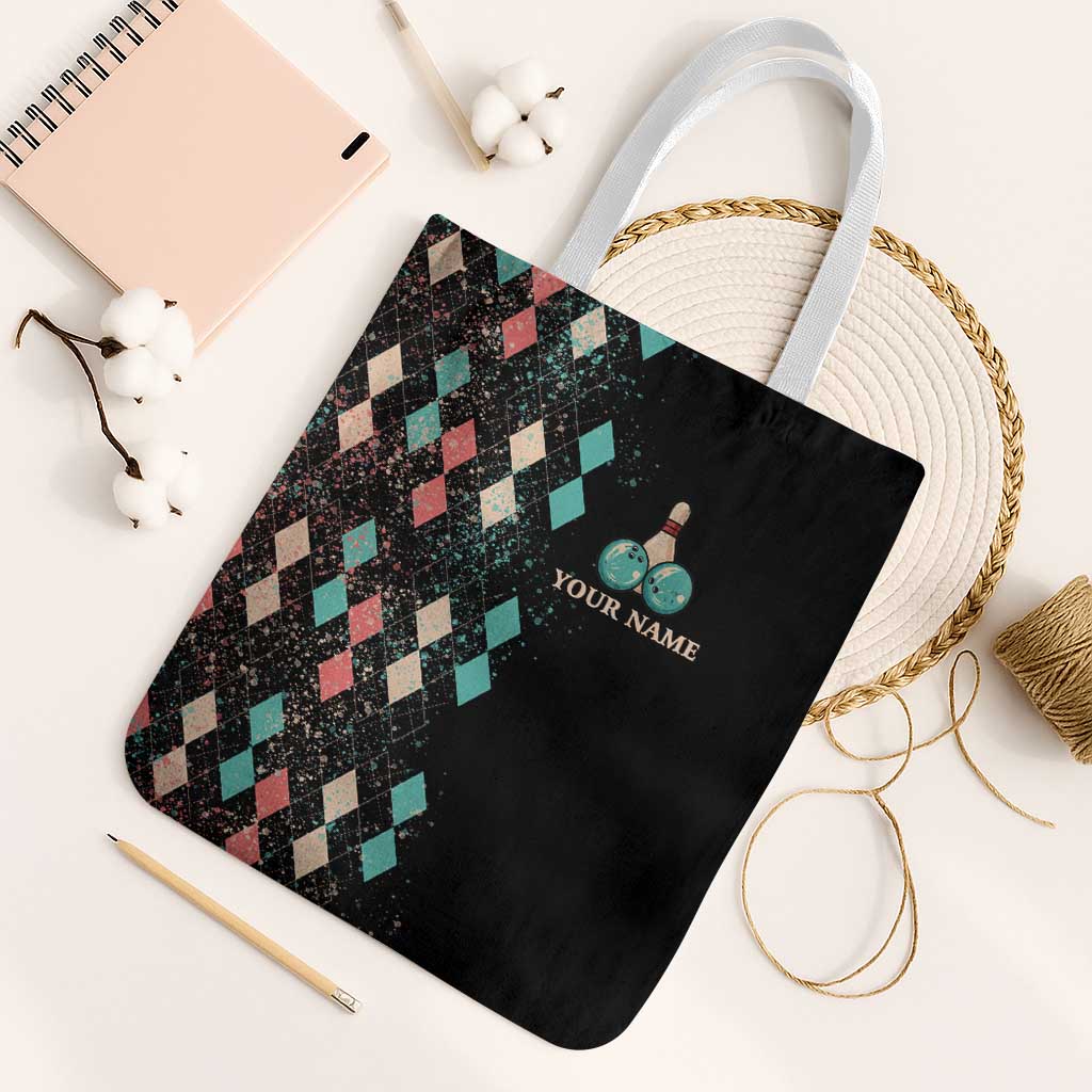 Custom Bowling Balls Tote Bag with Does This Shirt Make My Balls Look Big Quote and Retro Argyle Pattern - Wonder Print Shop
