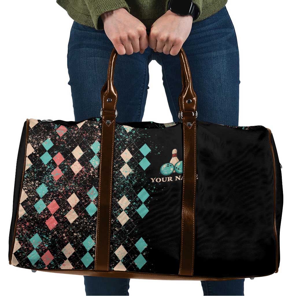 Custom Bowling Balls Travel Bag with Does This Shirt Make My Balls Look Big Quote and Retro Argyle Pattern - Wonder Print Shop