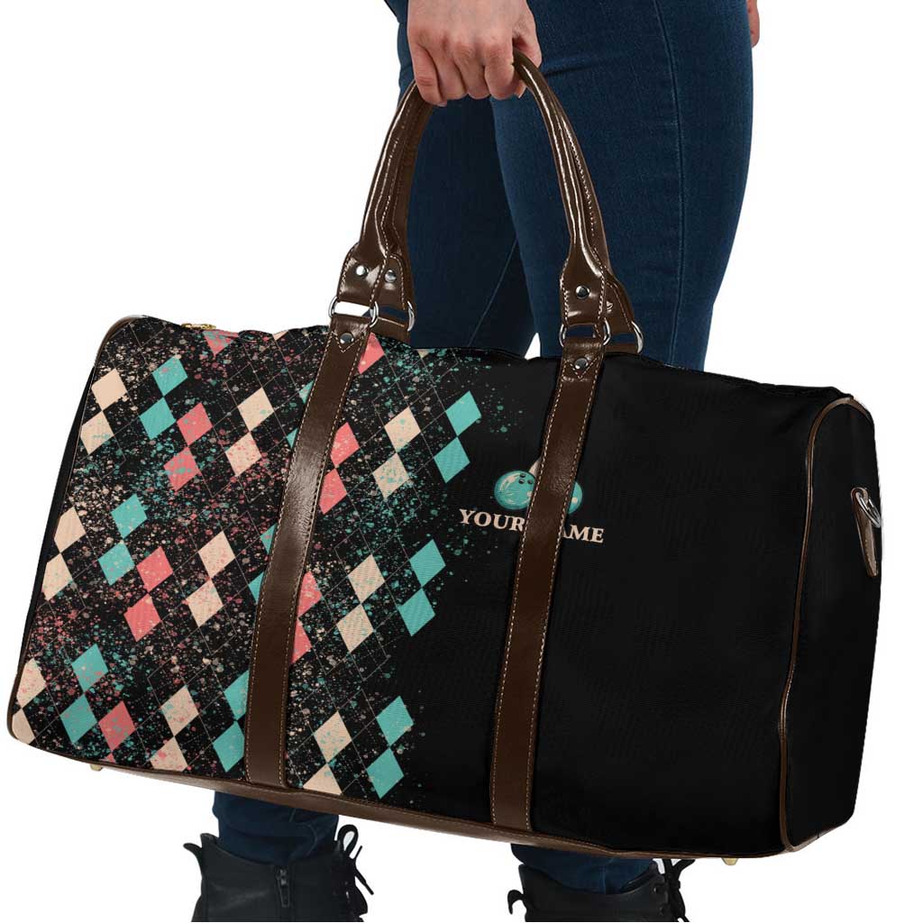 Custom Bowling Balls Travel Bag with Does This Shirt Make My Balls Look Big Quote and Retro Argyle Pattern - Wonder Print Shop