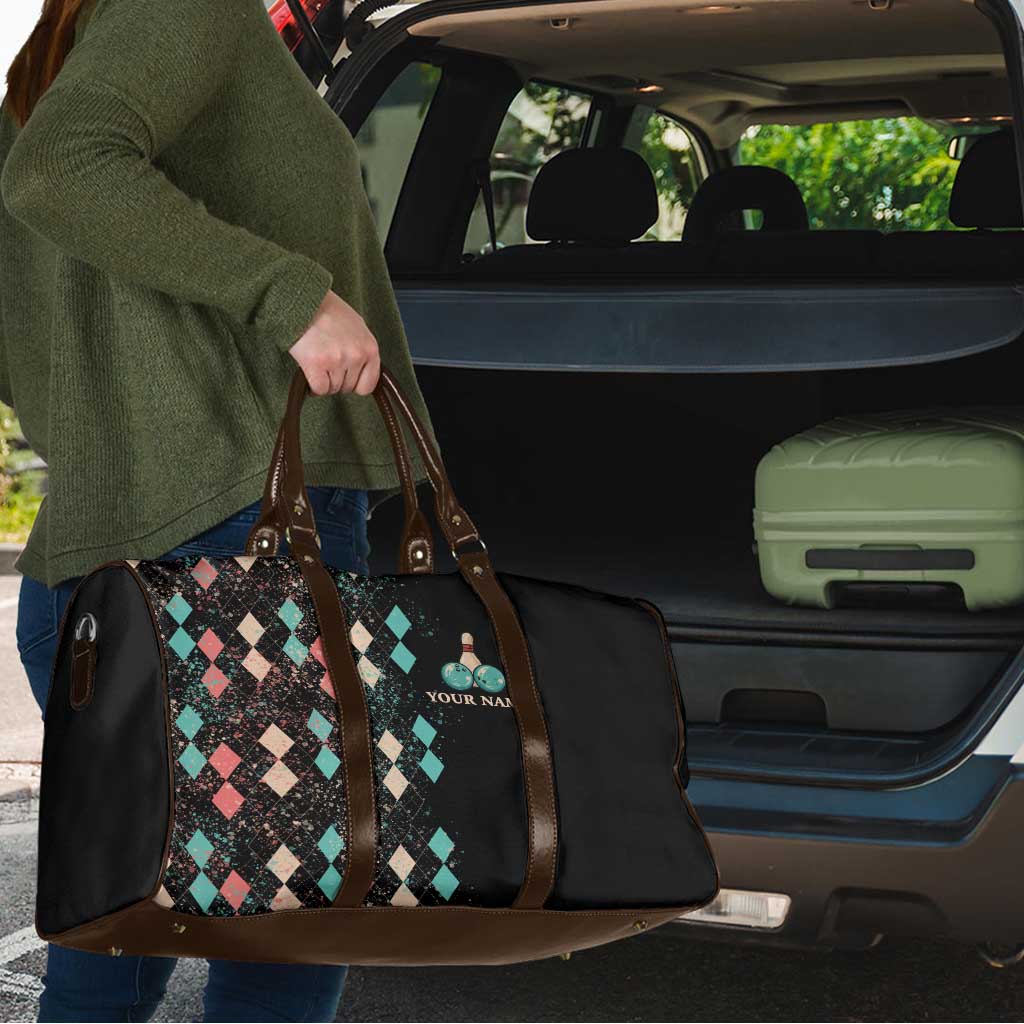 Custom Bowling Balls Travel Bag with Does This Shirt Make My Balls Look Big Quote and Retro Argyle Pattern - Wonder Print Shop