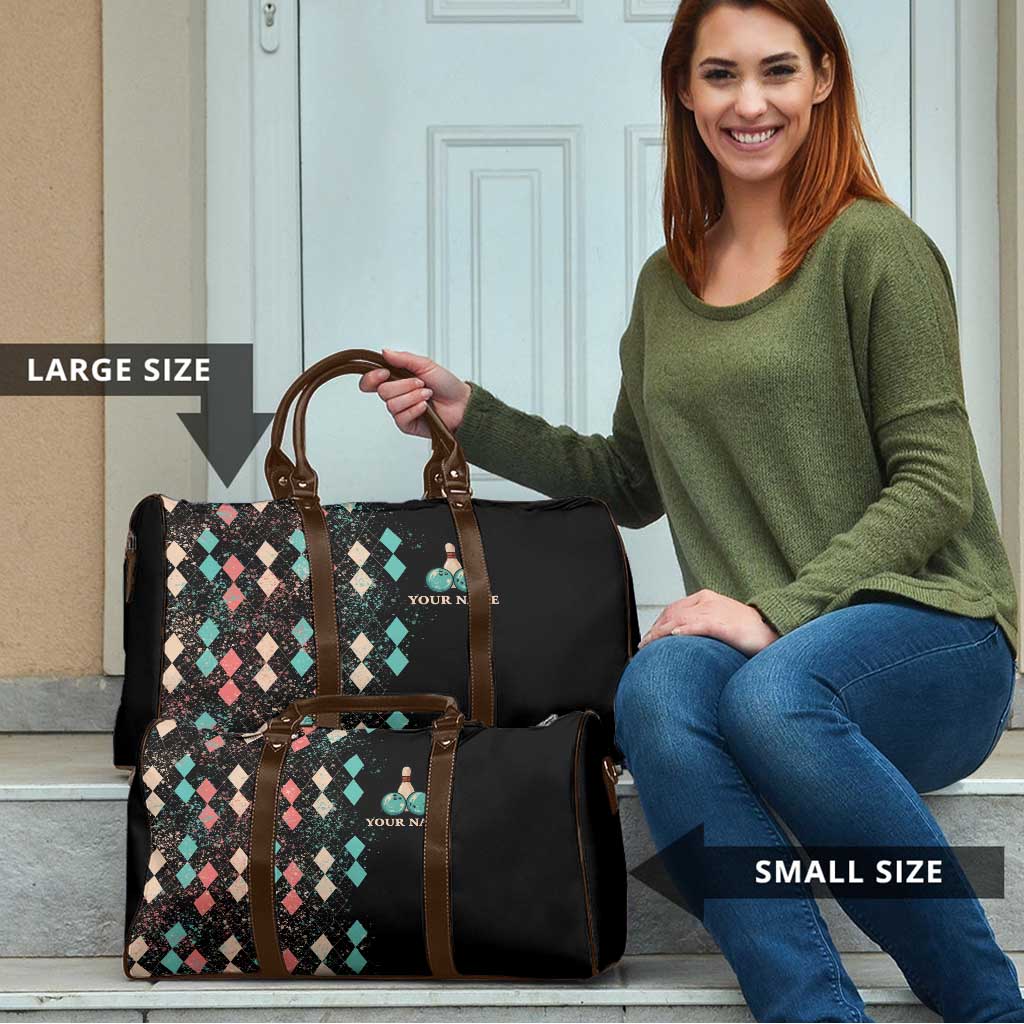 Custom Bowling Balls Travel Bag with Does This Shirt Make My Balls Look Big Quote and Retro Argyle Pattern - Wonder Print Shop