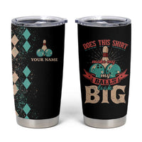 Custom Bowling Balls Tumbler Cup with Does This Shirt Make My Balls Look Big Quote and Retro Argyle Pattern - Wonder Print Shop