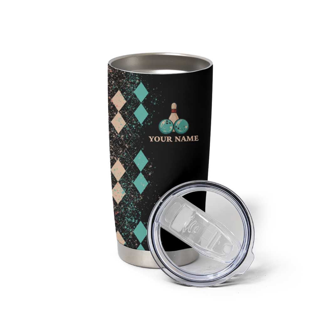 Custom Bowling Balls Tumbler Cup with Does This Shirt Make My Balls Look Big Quote and Retro Argyle Pattern - Wonder Print Shop