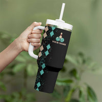 Custom Bowling Balls Tumbler With Handle with Does This Shirt Make My Balls Look Big Quote and Retro Argyle Pattern - Wonder Print Shop