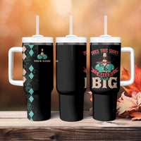 Custom Bowling Balls Tumbler With Handle with Does This Shirt Make My Balls Look Big Quote and Retro Argyle Pattern - Wonder Print Shop