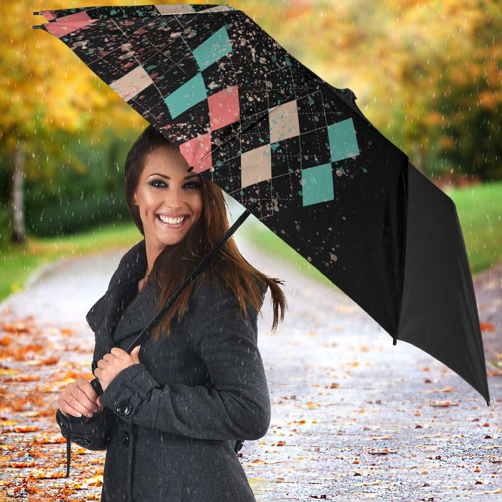 Custom Bowling Balls Umbrella with Does This Shirt Make My Balls Look Big Quote and Retro Argyle Pattern - Wonder Print Shop