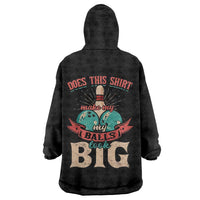 Custom Bowling Balls Wearable Blanket Hoodie with Does This Shirt Make My Balls Look Big Quote and Retro Argyle Pattern - Wonder Print Shop