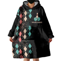 Custom Bowling Balls Wearable Blanket Hoodie with Does This Shirt Make My Balls Look Big Quote and Retro Argyle Pattern - Wonder Print Shop