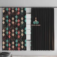 Custom Bowling Balls Window Curtain with Does This Shirt Make My Balls Look Big Quote and Retro Argyle Pattern - Wonder Print Shop