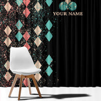 Custom Bowling Balls Window Curtain with Does This Shirt Make My Balls Look Big Quote and Retro Argyle Pattern - Wonder Print Shop