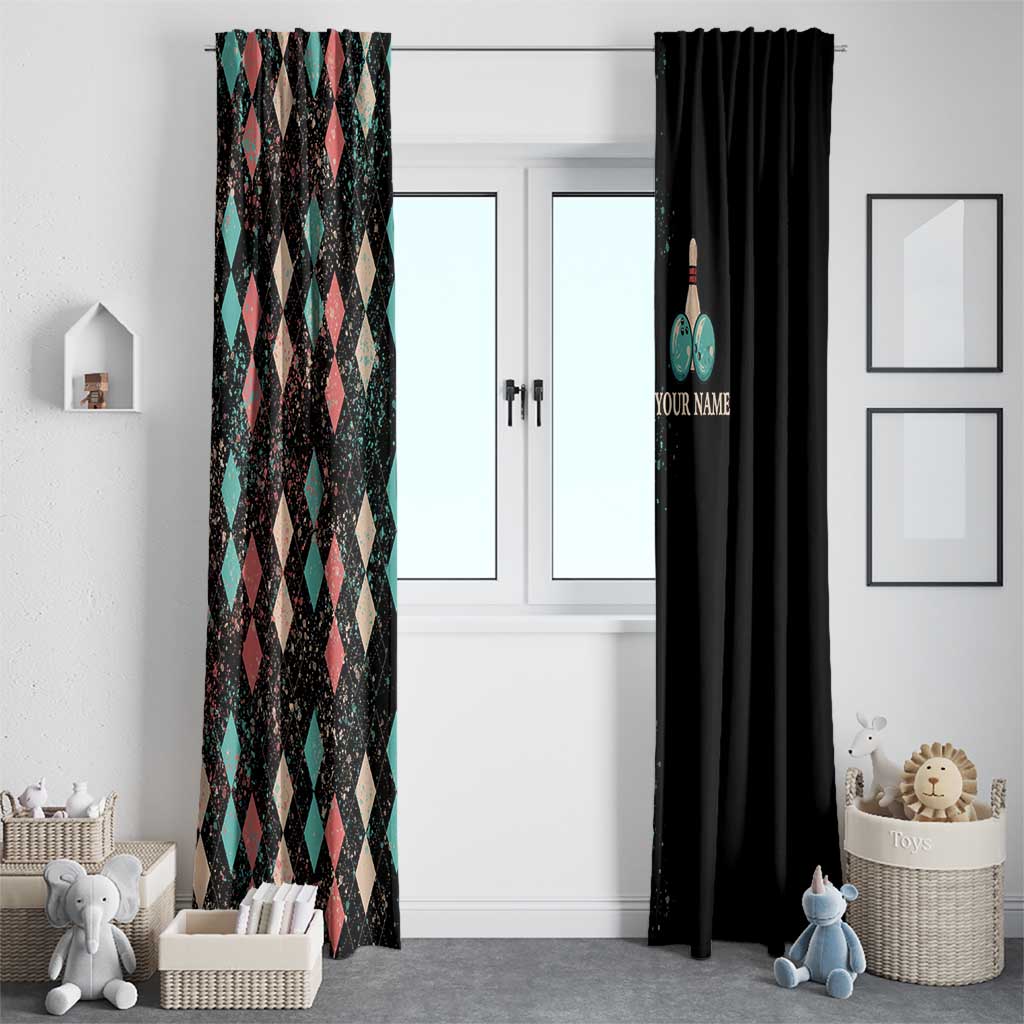 Custom Bowling Balls Window Curtain with Does This Shirt Make My Balls Look Big Quote and Retro Argyle Pattern - Wonder Print Shop