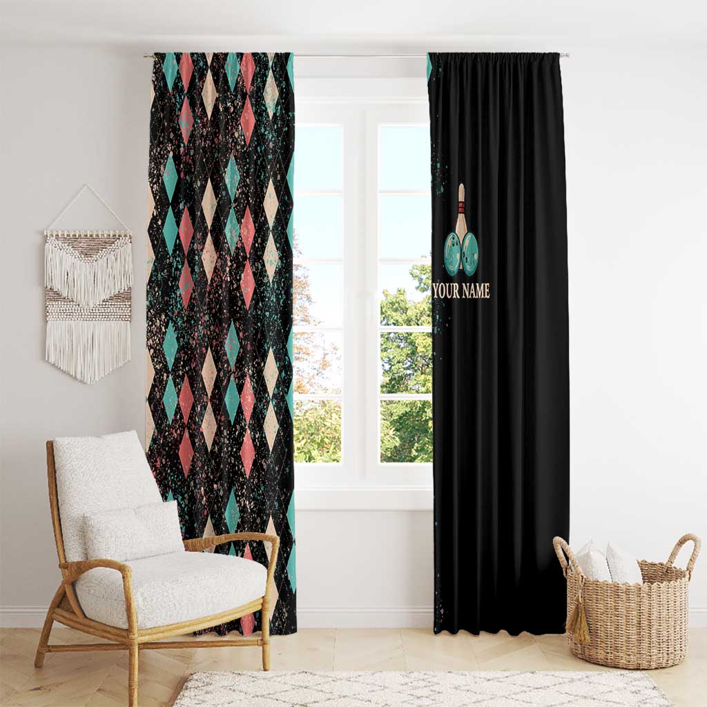 Custom Bowling Balls Window Curtain with Does This Shirt Make My Balls Look Big Quote and Retro Argyle Pattern - Wonder Print Shop