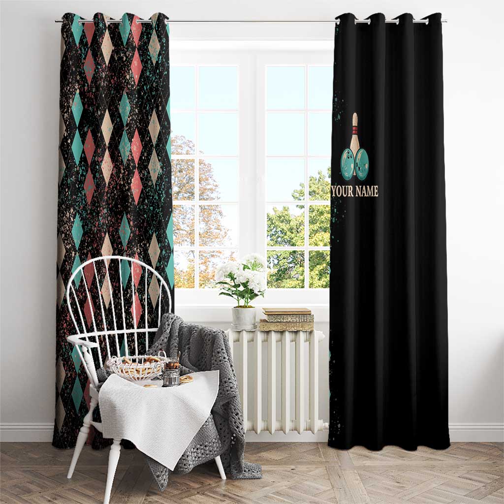 Custom Bowling Balls Window Curtain with Does This Shirt Make My Balls Look Big Quote and Retro Argyle Pattern - Wonder Print Shop
