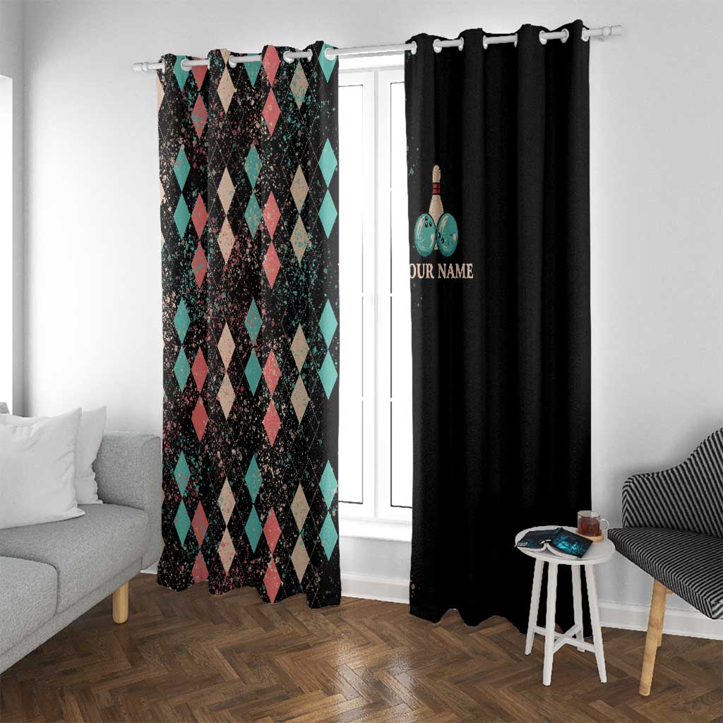 Custom Bowling Balls Window Curtain with Does This Shirt Make My Balls Look Big Quote and Retro Argyle Pattern - Wonder Print Shop