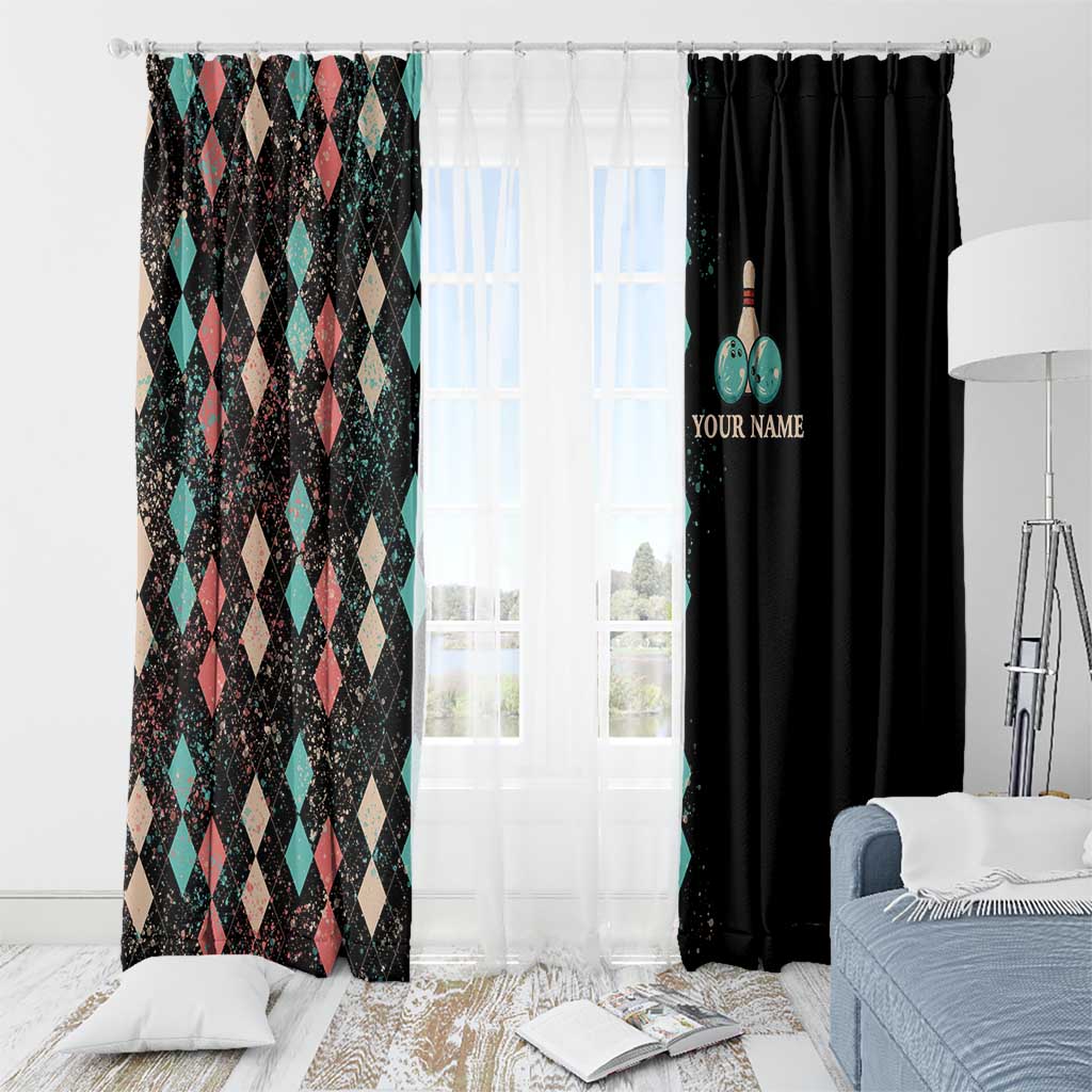 Custom Bowling Balls Window Curtain with Does This Shirt Make My Balls Look Big Quote and Retro Argyle Pattern - Wonder Print Shop