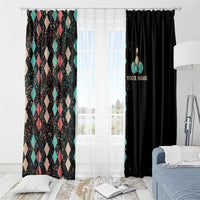 Custom Bowling Balls Window Curtain with Does This Shirt Make My Balls Look Big Quote and Retro Argyle Pattern - Wonder Print Shop