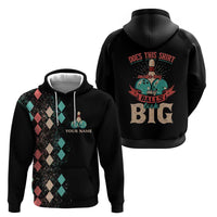 Custom Bowling Balls Zip Hoodie with Does This Shirt Make My Balls Look Big Quote and Retro Argyle Pattern - Wonder Print Shop