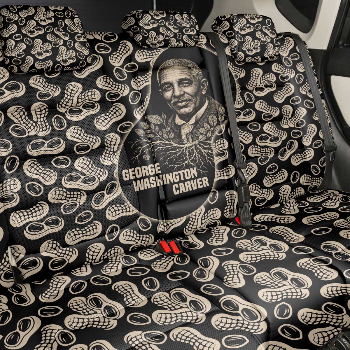 George Washington Carver Back Car Seat Cover Peanut From Soil Comes Knowledge Quote and Agricultural Roots - Wonder Print Shop