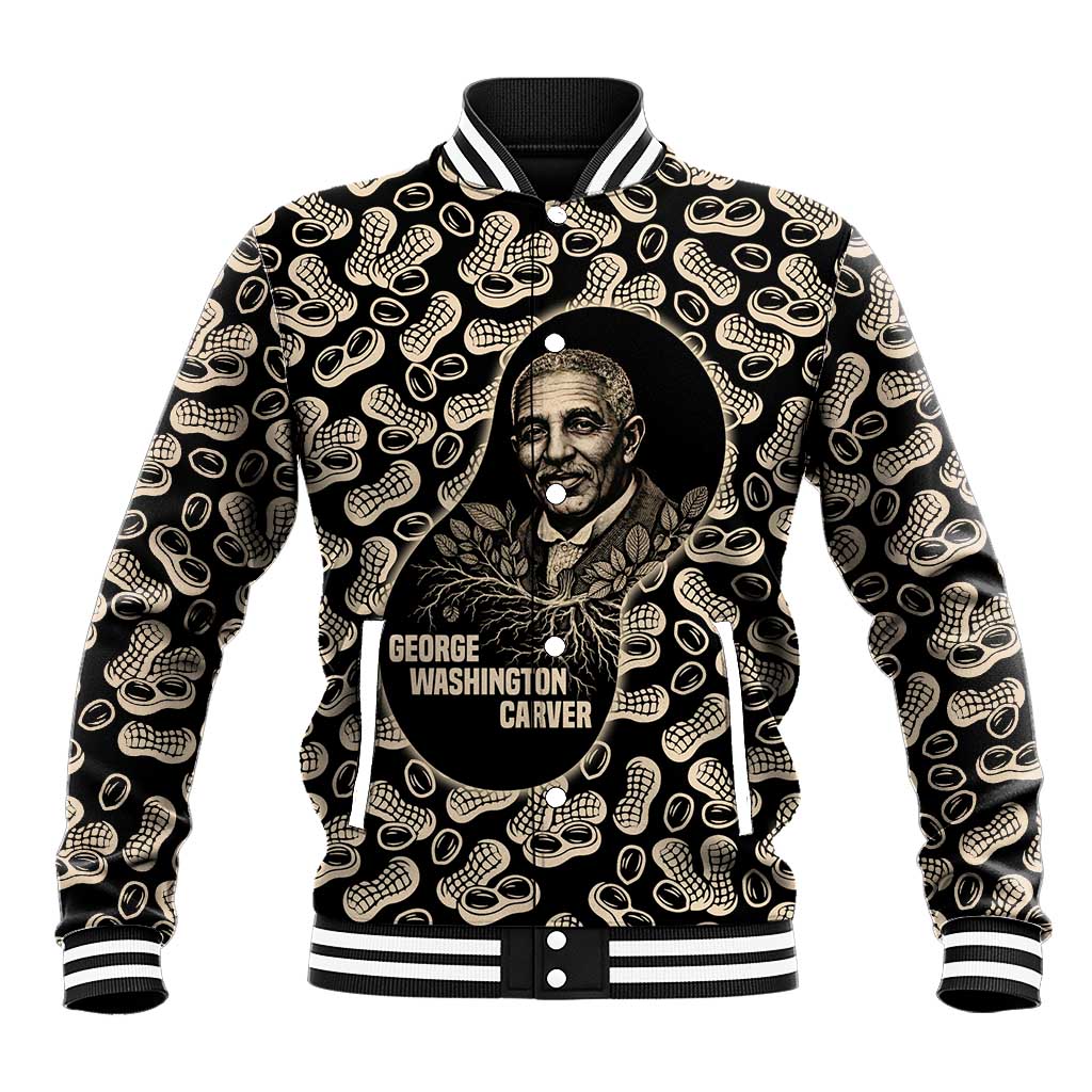 George Washington Carver Baseball Jacket Peanut From Soil Comes Knowledge Quote and Agricultural Roots - Wonder Print Shop