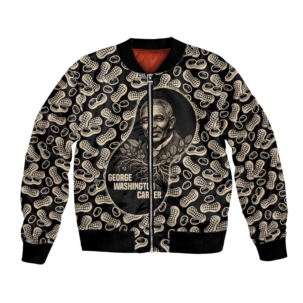 George Washington Carver Bomber Jacket Peanut From Soil Comes Knowledge Quote and Agricultural Roots - Wonder Print Shop