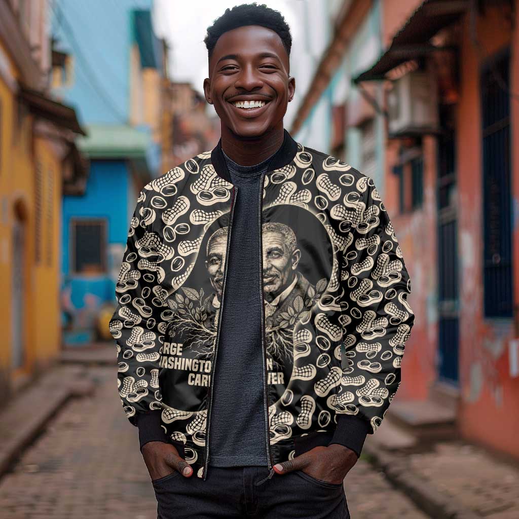 George Washington Carver Bomber Jacket Peanut From Soil Comes Knowledge Quote and Agricultural Roots - Wonder Print Shop