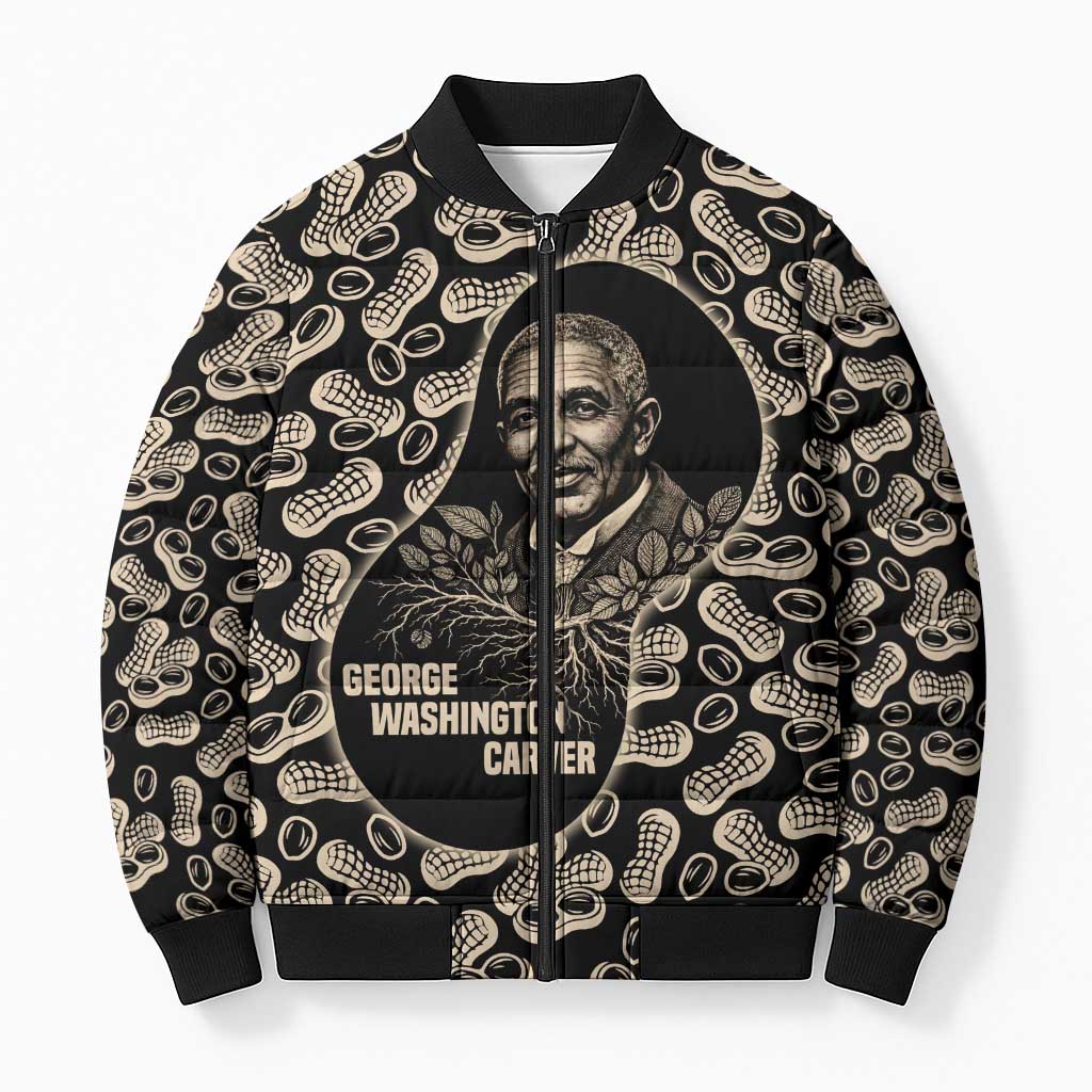 George Washington Carver Bomber Puffer Jacket Peanut From Soil Comes Knowledge Quote and Agricultural Roots - Wonder Print Shop