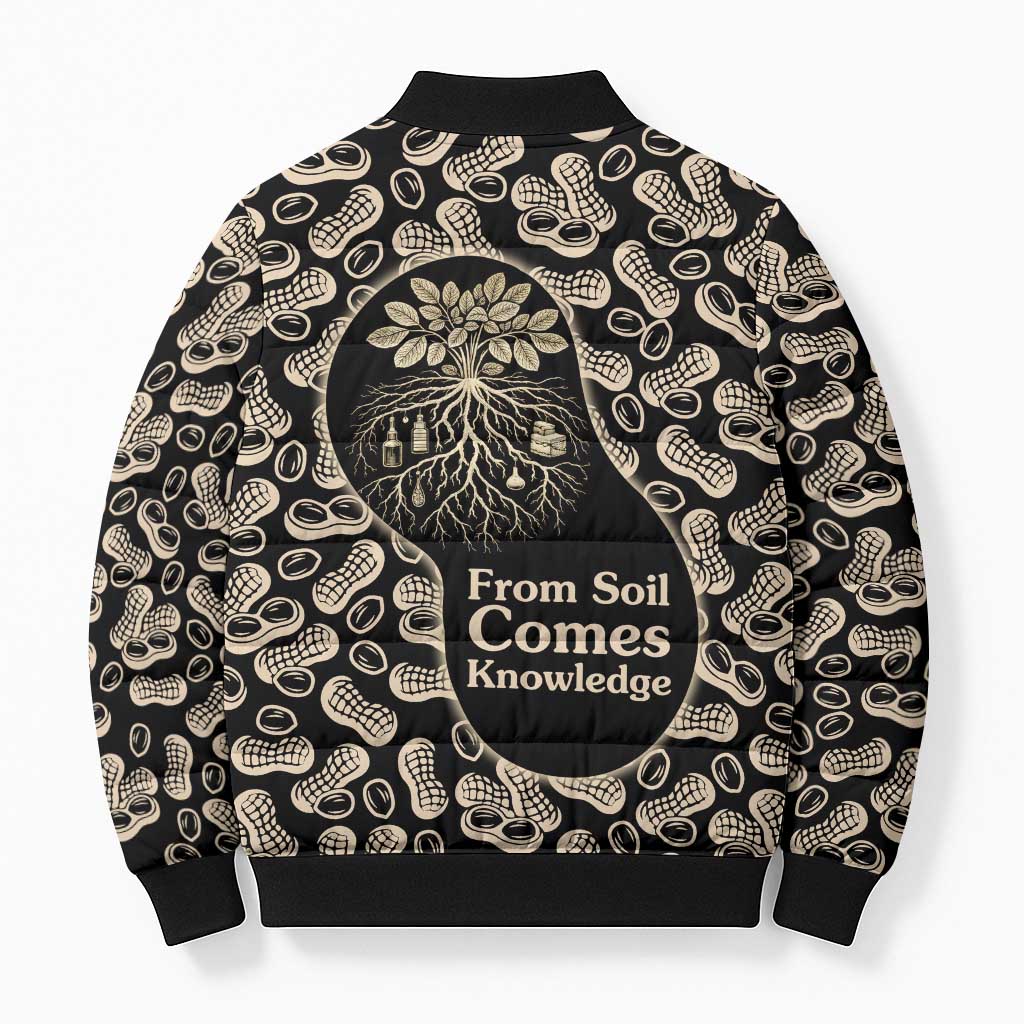 George Washington Carver Bomber Puffer Jacket Peanut From Soil Comes Knowledge Quote and Agricultural Roots - Wonder Print Shop