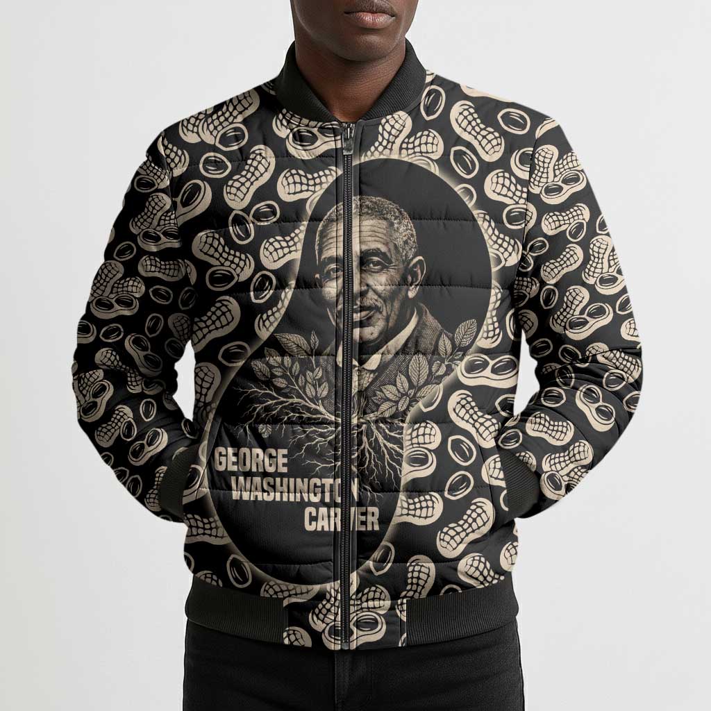 George Washington Carver Bomber Puffer Jacket Peanut From Soil Comes Knowledge Quote and Agricultural Roots - Wonder Print Shop