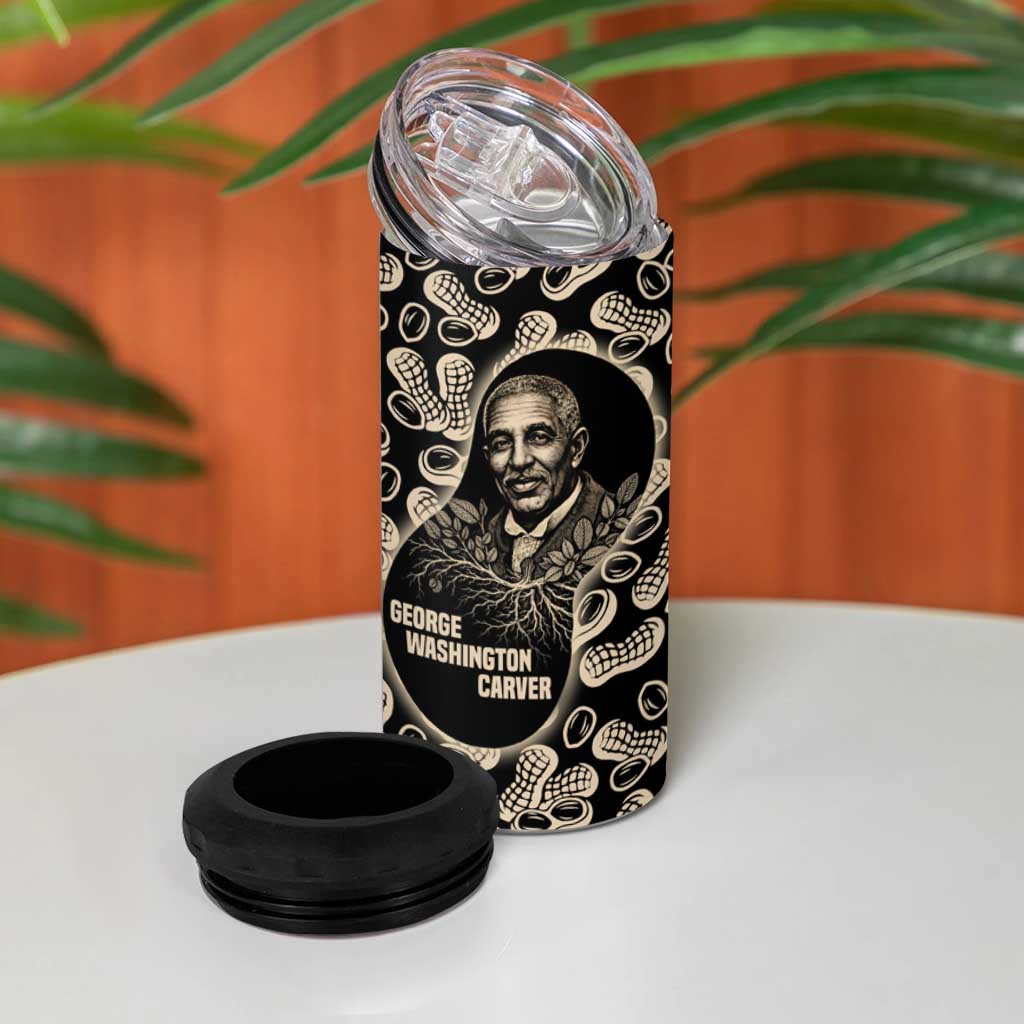 George Washington Carver 4 in 1 Can Cooler Tumbler Peanut From Soil Comes Knowledge Quote and Agricultural Roots - Wonder Print Shop