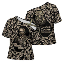 George Washington Carver Cross Shoulder Shirt Peanut From Soil Comes Knowledge Quote and Agricultural Roots - Wonder Print Shop