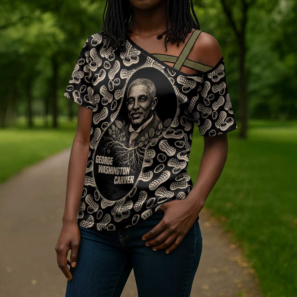 George Washington Carver Cross Shoulder Shirt Peanut From Soil Comes Knowledge Quote and Agricultural Roots - Wonder Print Shop
