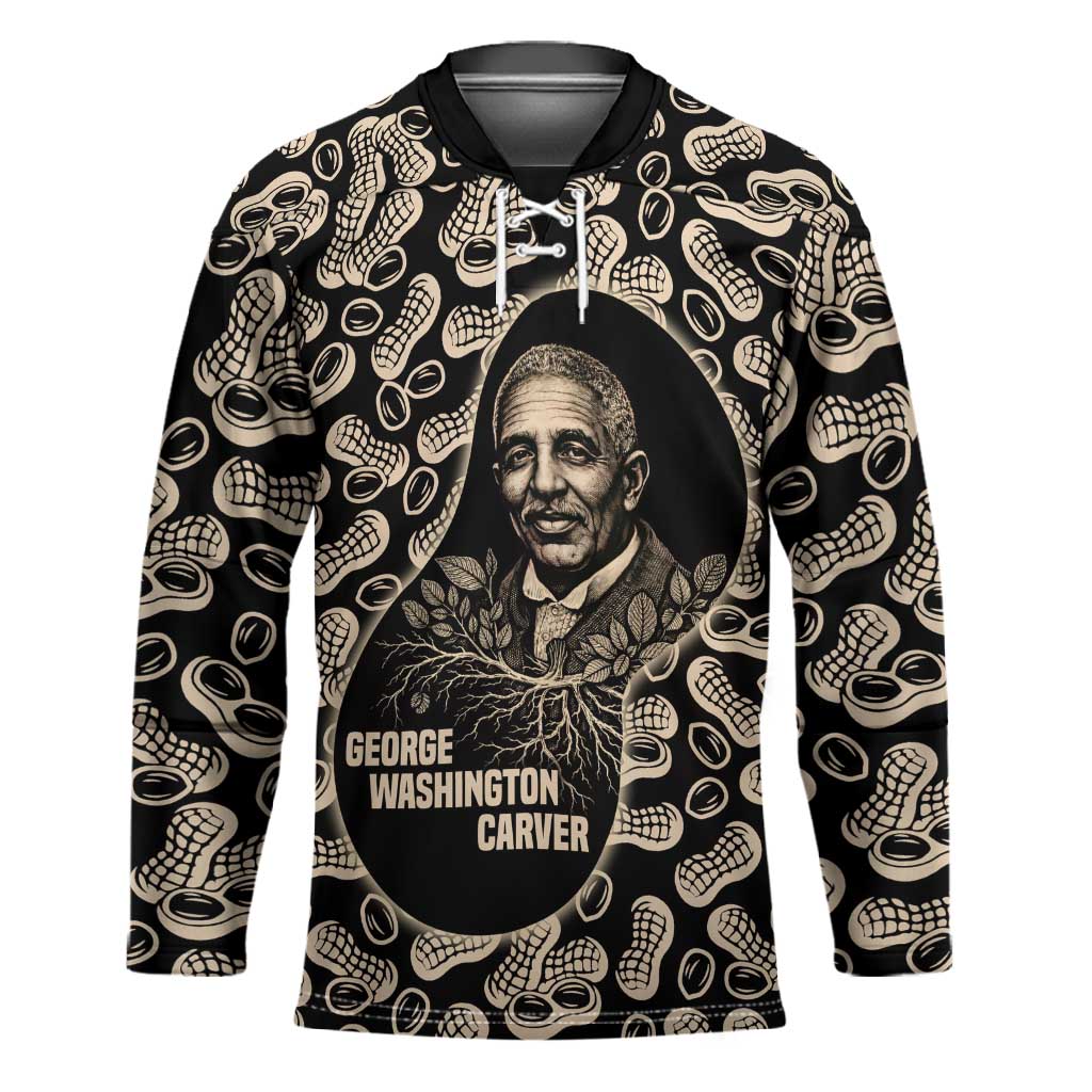 George Washington Carver Hockey Jersey Peanut From Soil Comes Knowledge Quote and Agricultural Roots - Wonder Print Shop