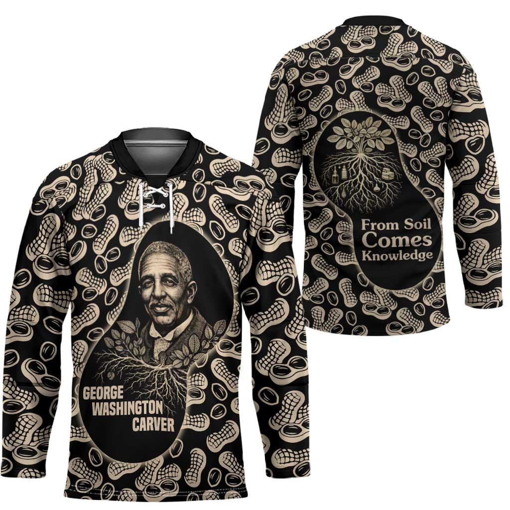 George Washington Carver Hockey Jersey Peanut From Soil Comes Knowledge Quote and Agricultural Roots - Wonder Print Shop