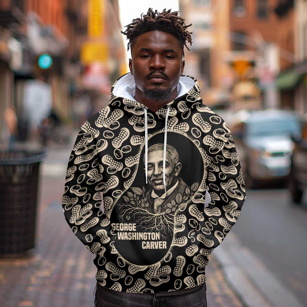 George Washington Carver Hoodie Peanut From Soil Comes Knowledge Quote and Agricultural Roots - Wonder Print Shop