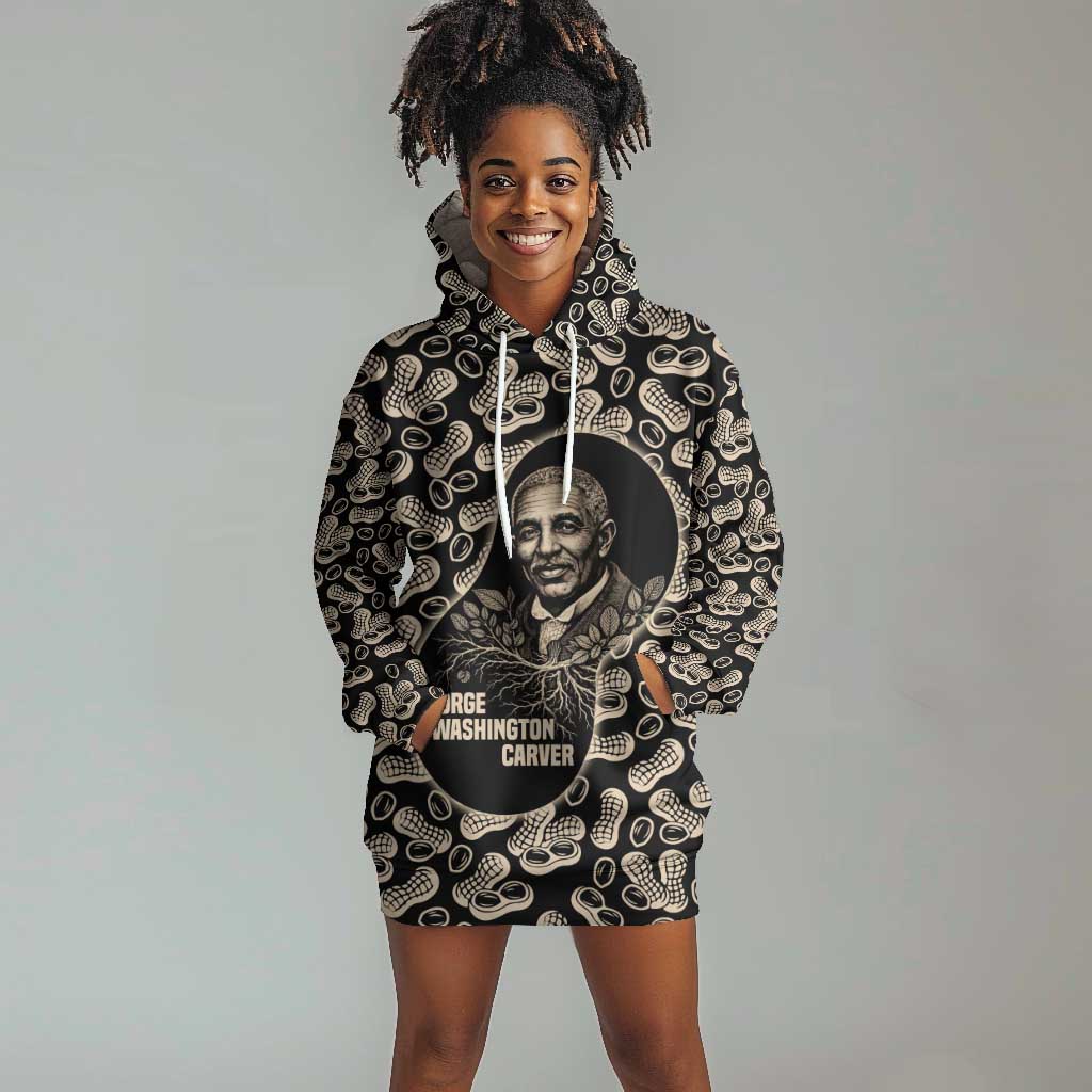 George Washington Carver Hoodie Dress Peanut From Soil Comes Knowledge Quote and Agricultural Roots - Wonder Print Shop