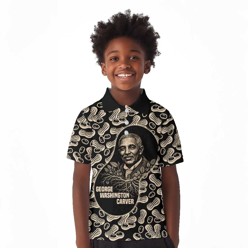 George Washington Carver Kid Polo Shirt Peanut From Soil Comes Knowledge Quote and Agricultural Roots - Wonder Print Shop