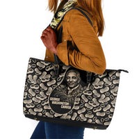 George Washington Carver Leather Tote Bag Peanut From Soil Comes Knowledge Quote and Agricultural Roots - Wonder Print Shop
