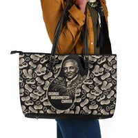 George Washington Carver Leather Tote Bag Peanut From Soil Comes Knowledge Quote and Agricultural Roots - Wonder Print Shop