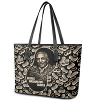 George Washington Carver Leather Tote Bag Peanut From Soil Comes Knowledge Quote and Agricultural Roots - Wonder Print Shop