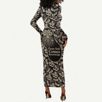 George Washington Carver Long Sleeve Bodycon Dress Peanut From Soil Comes Knowledge Quote and Agricultural Roots - Wonder Print Shop