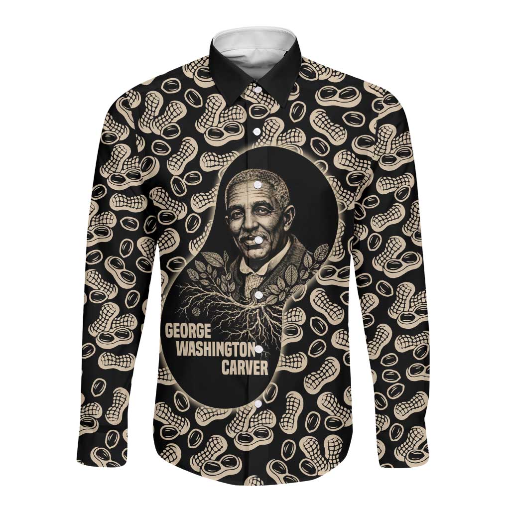 George Washington Carver Long Sleeve Button Shirt Peanut From Soil Comes Knowledge Quote and Agricultural Roots - Wonder Print Shop